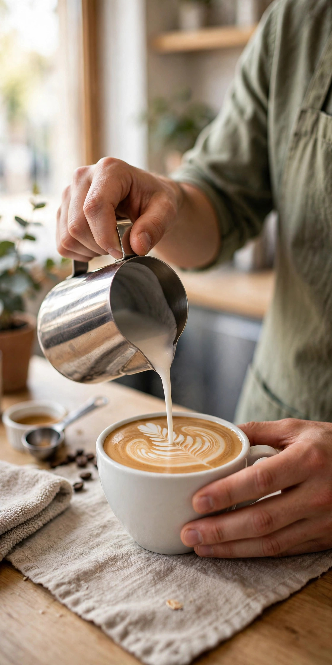 Freshly poured coffee at Fresh Point Co. Nightcliff